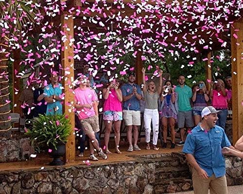 Gender Reveal Confetti Cannon Poppers(2 Pack - Pink) Gender Reveal Surprise - Colorful Confetti