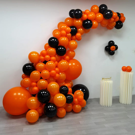 Orange Black Balloon Garland 163 Pcs 18In 12In 10In 5In Latex Balloons Arch Kit for Halloween Trick or Treat Spooky Ghost Party Graduation Anniversary Birthday Party Decors (Orange Black)