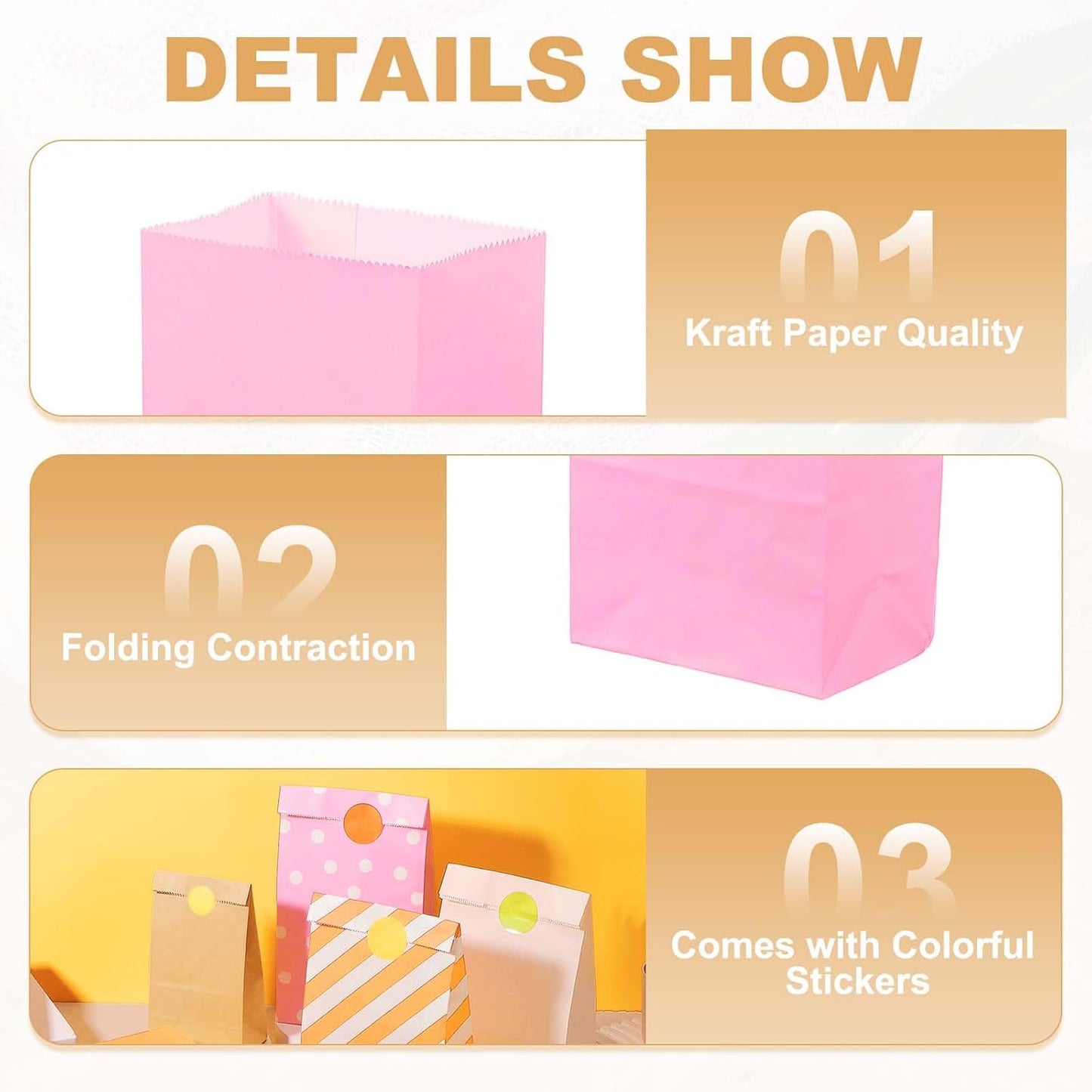 PATIKIL Party Favor Bag, 24 Pcs 3.5x2.4x7.1 Inch Mini Paper Candy Bags Gift Treat Celebration Halloween Goody Birthday Wedding Party with Stickers, Pink