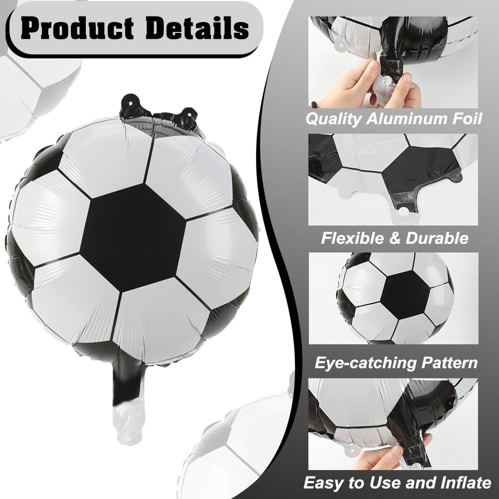 12 PCS 18 Inch Soccer Balloons Birthday Party Decorations Soccer Ball Balloons Party Favors Supplies Giant Large Sports Balloon Lover Theme Christmas Mylar Foil Helium Aluminum Balloon Baby Shower
