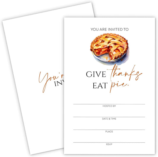 Thanksgiving Invitations - Eat Pie Design Card with Envelopes And RSVP Cards - You're Invited 20Pcs Fill In Friendsgiving Invitations Cards For Family & Friends(4 x 6 Inch) (032)