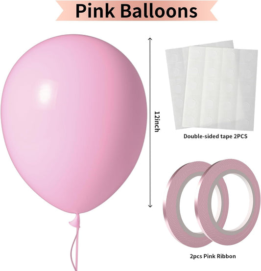 Light Pink Balloons 100 Pack – 12 Inch Pastel Pink Latex Helium Balloons for Baby Shower & Birthday Party