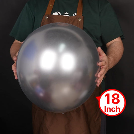 PartyWoo Metallic Silver Balloons 20 pcs 18 Inch Large Big Jumbo Giant Chrome Silver Latex Helium Balloons or Graduation New Year Wedding Baby Shower Birthday Party Decorations Silver-G102
