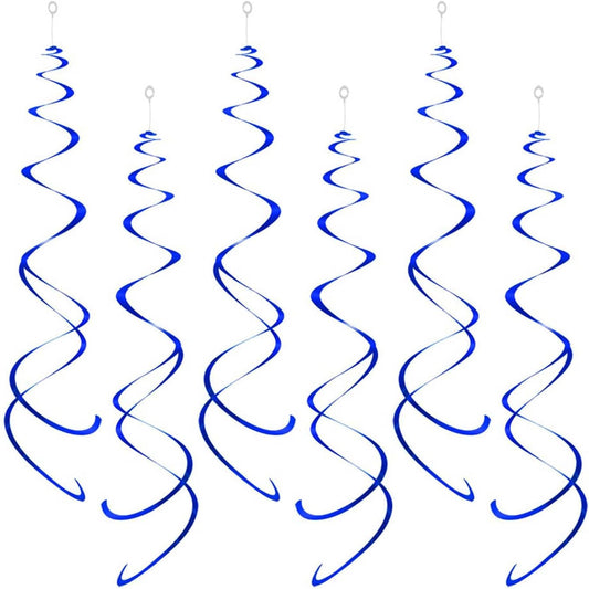Party Swirl Decorations, Blue Foil Ceiling Hanging Swirl Decoration, Whirls Decorations for Birthday | Wedding | Anniversary | Graduation Party Supplies, Pack of 30