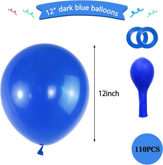 110pcs Blue Balloons 12 Inch, Latex Party Balloons Helium Quality for Birthday, Graduation, Baby Shower, Valentines, Christmas, Wedding Decorations