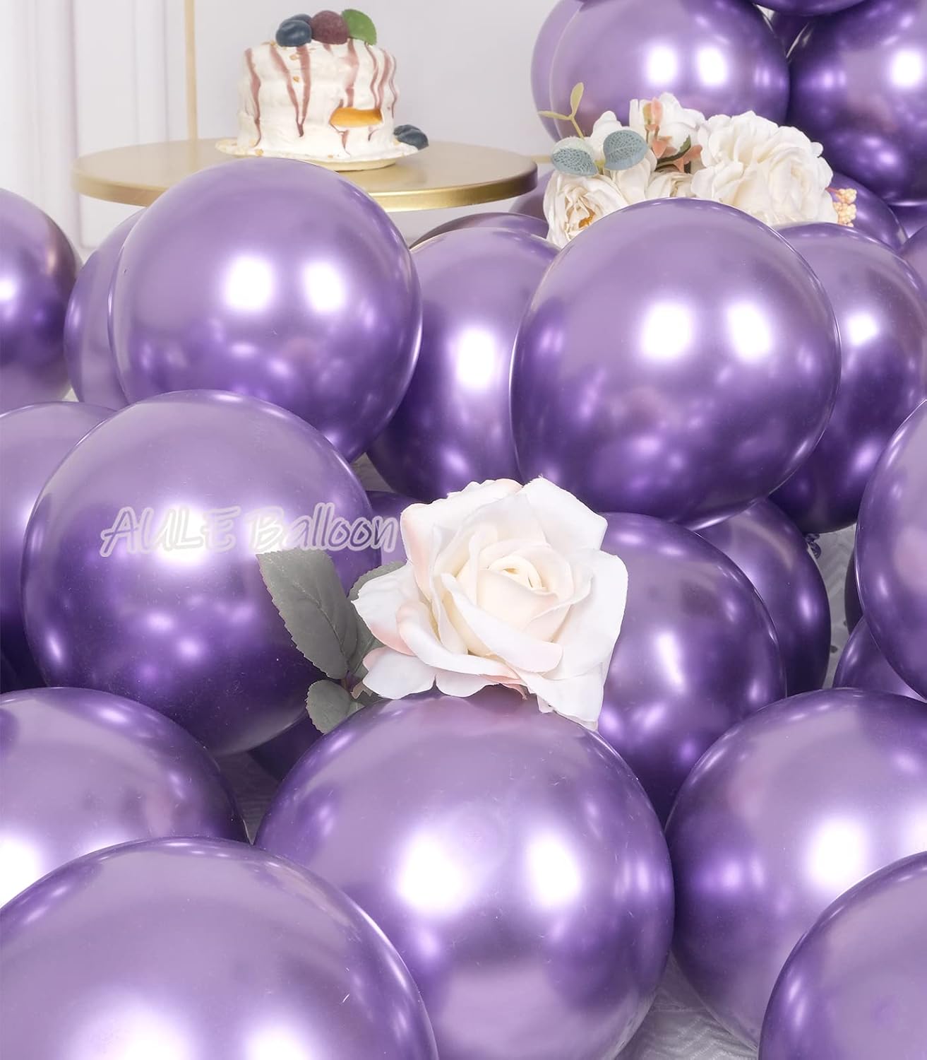 AULE Metallic Purple Balloons 5 inch 50 Pcs Dark Purple Latex Balloons Chrome Helium Shiny Thicken Balloon Perfect Party Decoration for Wedding Birthday Baby Shower Graduation Christmas Carnival