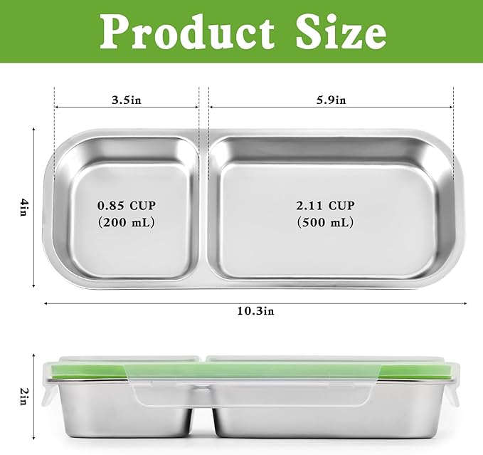 UPTRUST Reusable Stainless Steel Snack Containers with Lids – 2-Compartment and 3-Compartment Leak-Proof Designs for Take-Out Condiments and On-the-Go Snacks