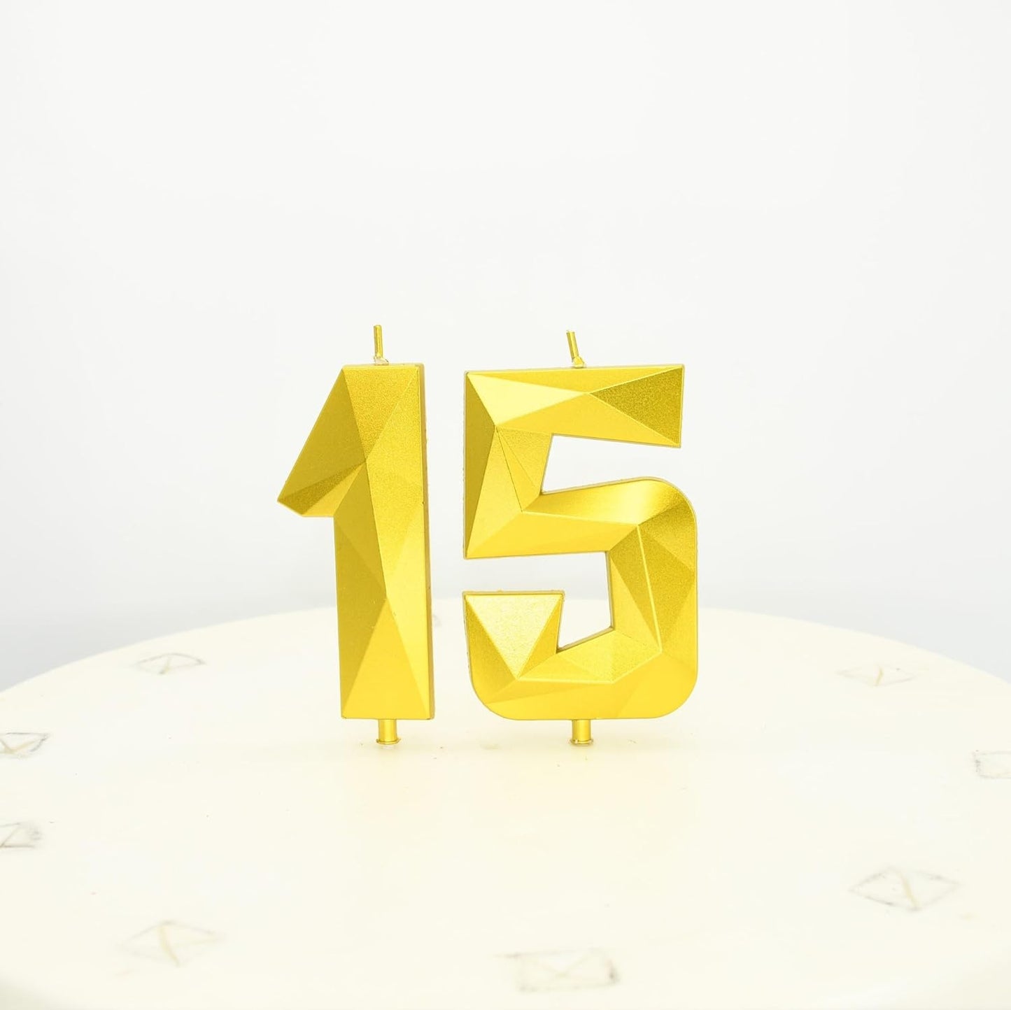 DERVENTA Large Birthday Candle Number 3D Gold 3.7 inch Party Celebration Anniversary Decoration Cake Topper 1 Piece (Number 14 Gold)