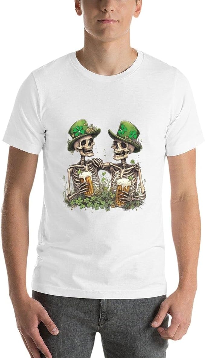 St Patricks Day Shirt Men Funny Clover Print Novelty Cool Hippie Short Sleeve Crewneck Cotton Comfy Tshirts