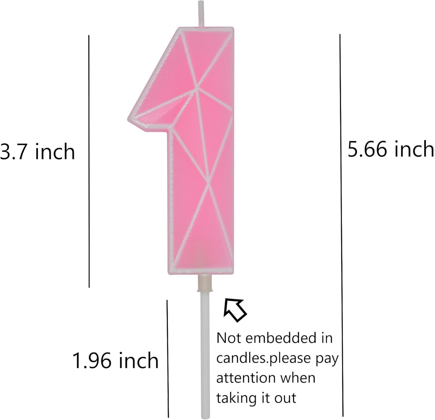 DERVENTA Birthday Candle Big Number 3D Macaron Pink 3.7 inch Party Celebration Anniversary Decoration Cake Topper 1 Piece (Number 1 Macaron Pink)