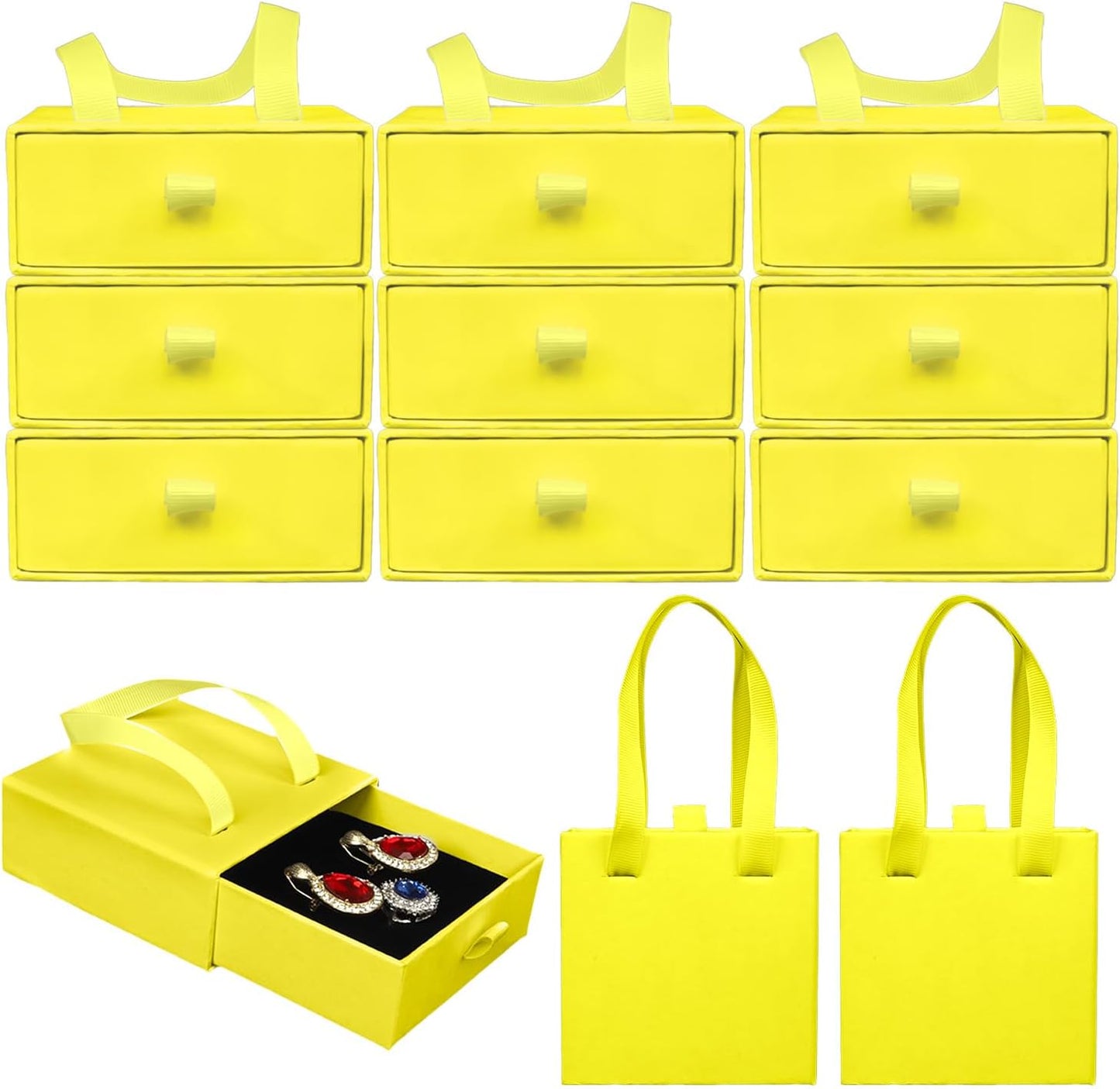 Small Jewelry Boxes, 12 Pack Jewelry Gift Boxes Drawer Jewelry Box Necklace Box, Jewelry Gift Box Necklace Gift Box For Earrings Rings Necklace Bracelet,4 x 4 x 1.7 Inches (Yellow)