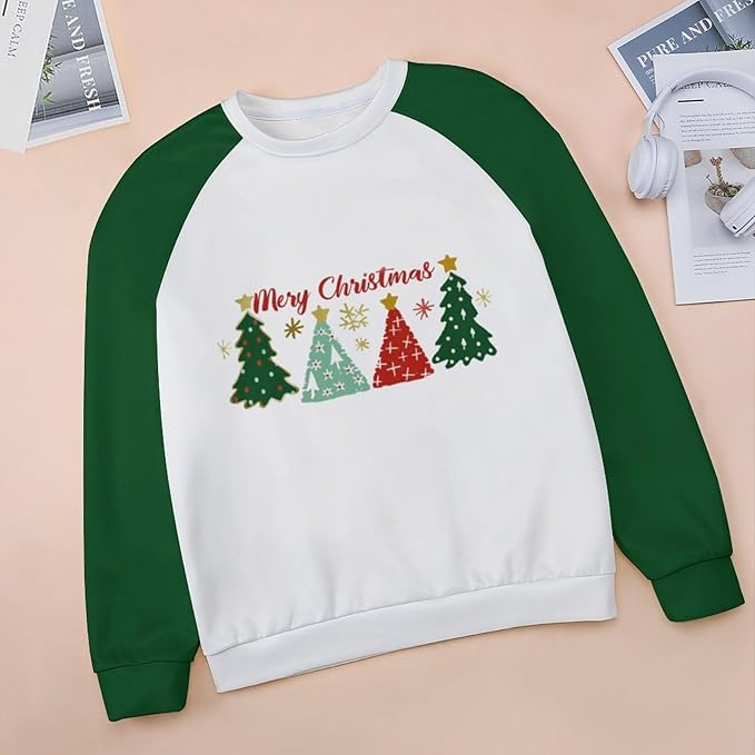 LOAIHA Christmas Sweatshirts for Women Christmas Tree Graphic Shirt Xmas Long Sleeve Merry Christmas Pullover Blouse