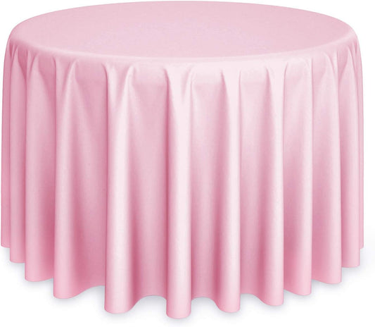 Lann's Linens - 132" Round Premium Tablecloth for Wedding/Banquet/Restaurant - Polyester Fabric Table Cloth - Pink