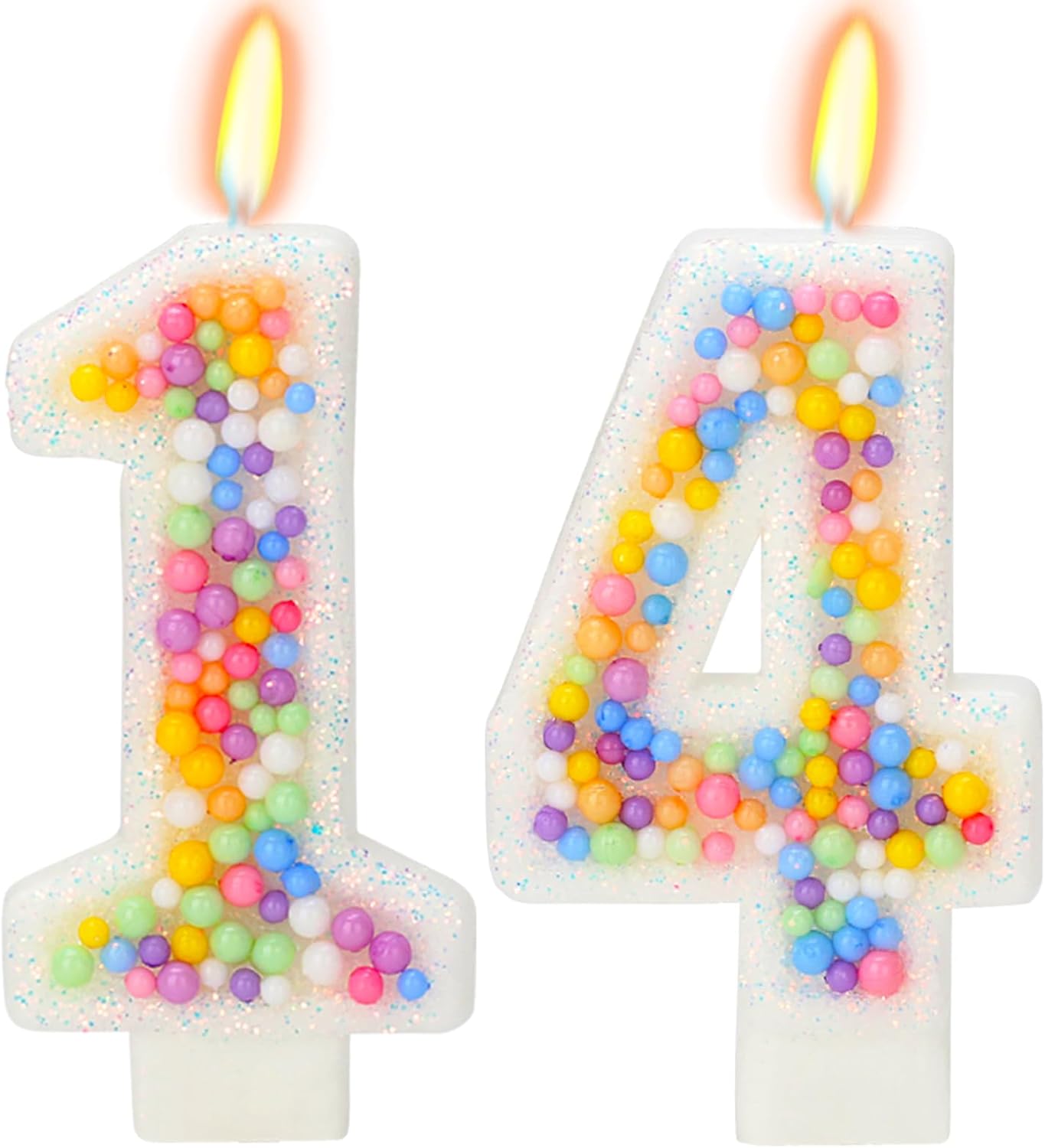14th Birthday Candle for Cake, Colorful Macaron Numeral Candles for Boys/Girls, Theme Birthday Party Cake Decorations, Cake Topper for Birthday Party Supplies (Number 14)