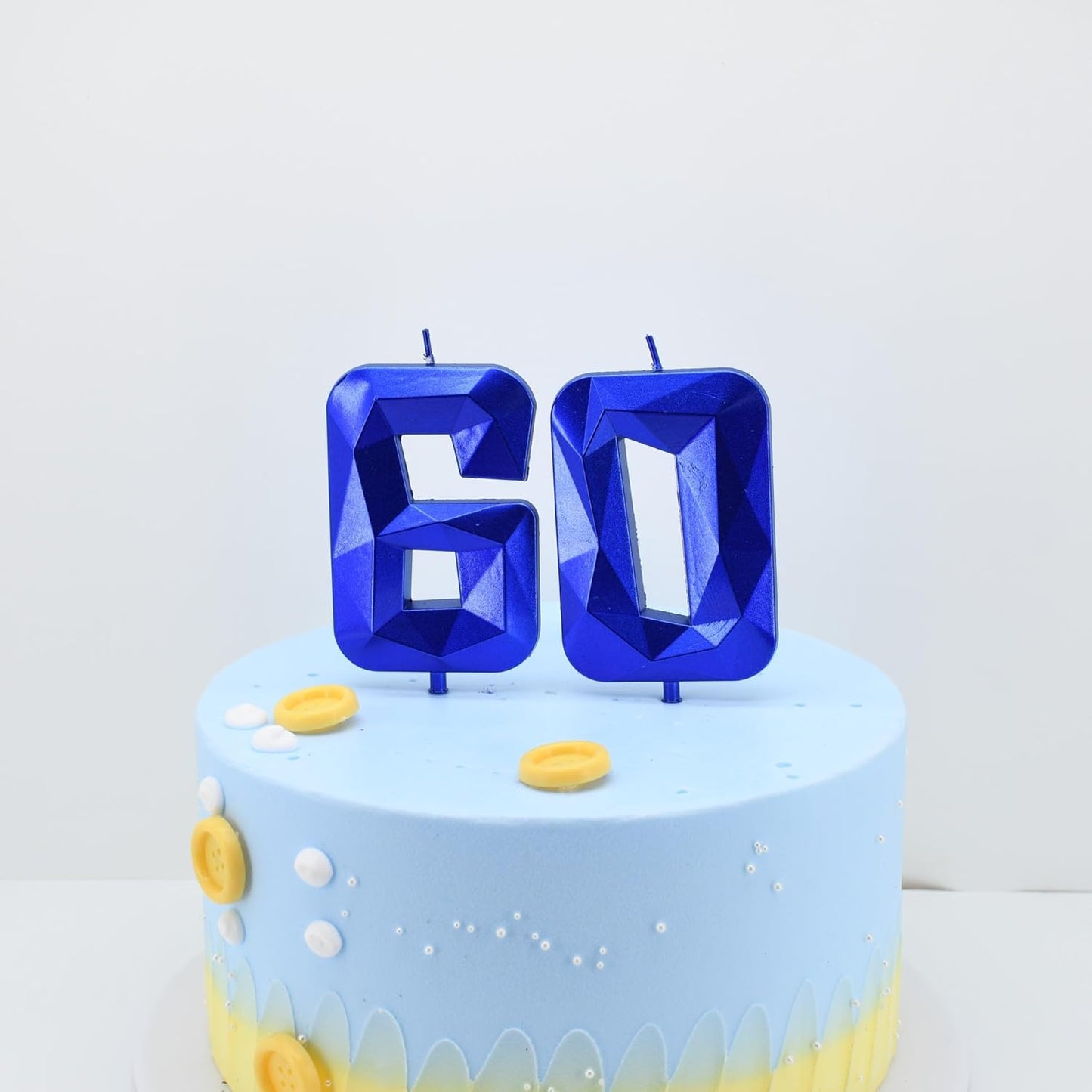 DERVENTA Large Birthday Candle Number 3D Blue 3.7 inch Party Celebration Anniversary Decoration Cake Topper 1 Piece (Number 60 Blue)