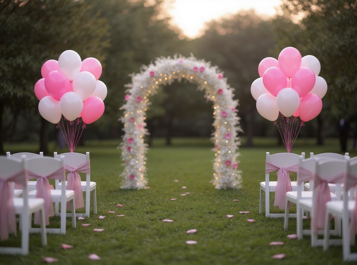 50 Pack 12 Inch White and Pink Latex Balloons (25 White + 25 Pink), Baby Shower Decorations, Gender Reveal Party Supplies, Bridal Shower & Birthday Balloon Arch Kit, Photo Backdrop, Air or Helium
