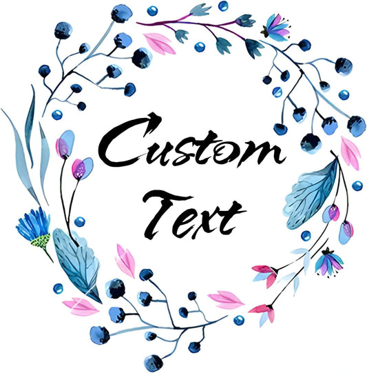 Custom Stickers for Weddings, Birthdays & Businesses - Personalized Labels with Your Logo - Waterproof, Fade and Heat Resistant - Pack of 100-1000 (Wreath L, 4 Inch)