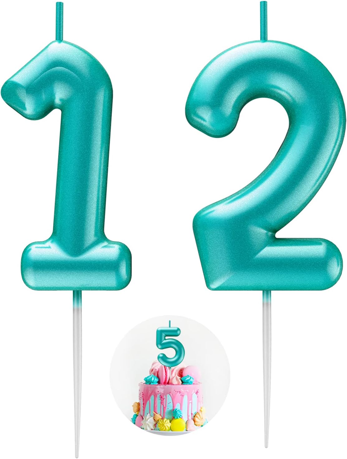 Blue Number 12 Candle Happy Birthday 3D Number Candles for Birthday Cake Party Decoration Wedding Anniversary Celebration Supplies