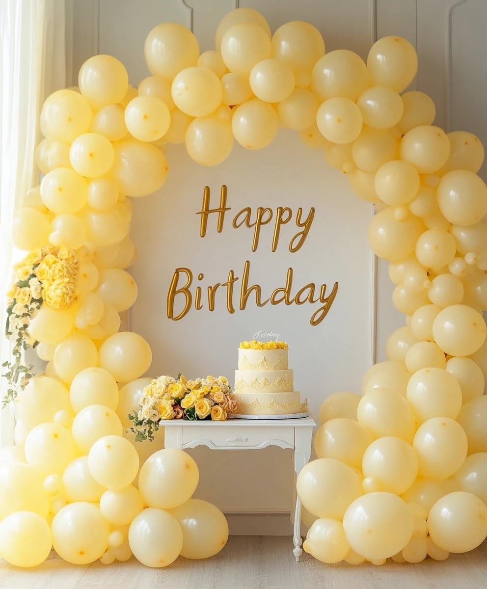 125 PCS Pastel Yellow Latex Balloons, Different Sizes 18 inch 12 inch 10 inch 5 inch Balloon, Great for Spring Birthday Parties, Baby Showers, Easter Celebrations and Balloon Garland Arches