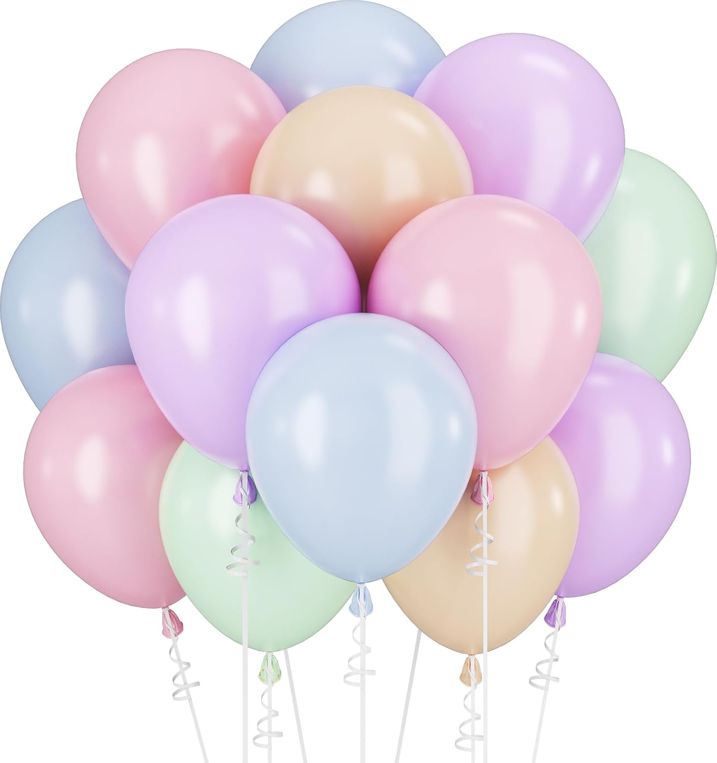 Pastel Balloons Pastel Pink Blue Purple Balloons for Groovy Rainbow Birthday Party Decorations Colorful Balloon 60PCS 12INCH Green Nude Assorted Colors Helium Latex Balloon for Arch