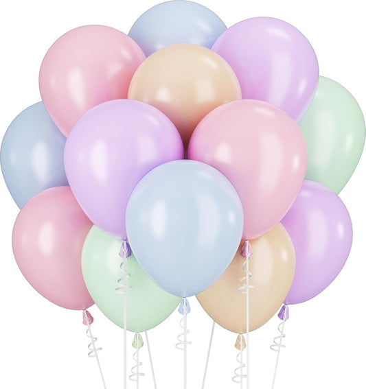 Pastel Balloons Pastel Pink Blue Purple Balloons for Groovy Rainbow Birthday Party Decorations Colorful Balloon 60PCS 12INCH Green Nude Assorted Colors Helium Latex Balloon for Arch