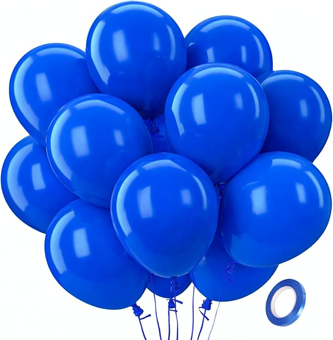 Royal Blue Balloons 100 Pack 12 Inch Blue Latex Party Balloons Round for Baby Shower Birthday Wedding Graduation Anniversary Baseball Nautical Retirement Bachelorette Patriotic Party Decorations