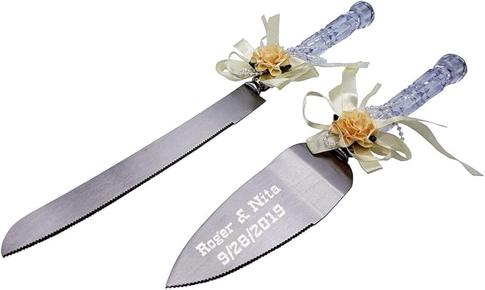 GIFTS INFINITY Personalized Wedding Cake Knife and Server Set with Engraving – Cake Cutting Utensil Set, Keepsake Gift for Wedding, Anniversary, Reception, Birthday & Other Occasions