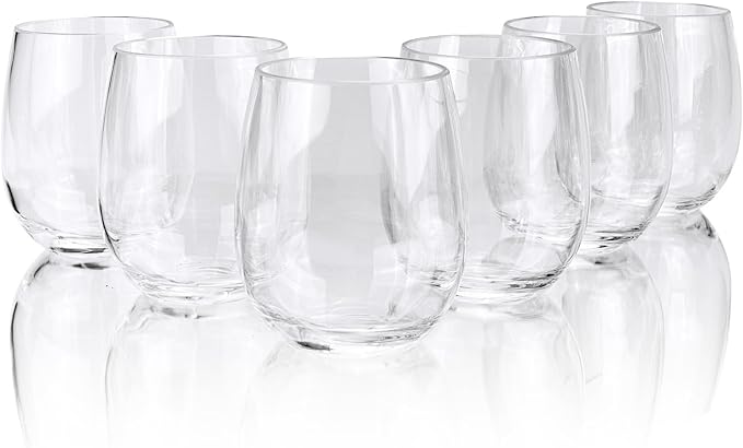 Set of 6 Acrylic Wine Glasses, 20-ounce Plastic Tumbler for Party Use,BPA Free,Dishwasher Safe (Clear color)