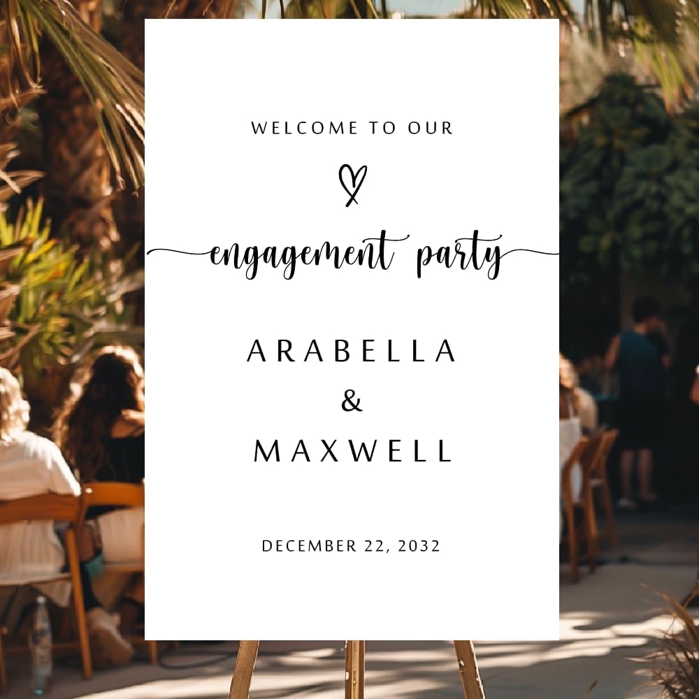 Personalized Engagement Welcome Sign – Minimalist Engagement Party Yard Sign – We’re Engaged Signs – Engagement Party Decorations for Couple - She Said Yes! (Version 7)