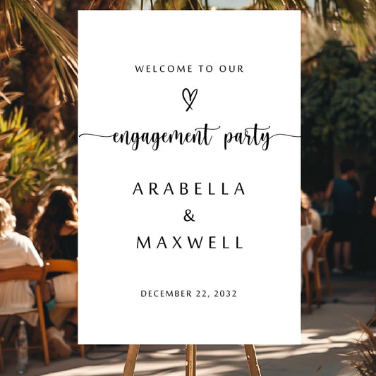 Personalized Engagement Welcome Sign – Minimalist Engagement Party Yard Sign – We’re Engaged Signs – Engagement Party Decorations for Couple - She Said Yes! (Version 7)