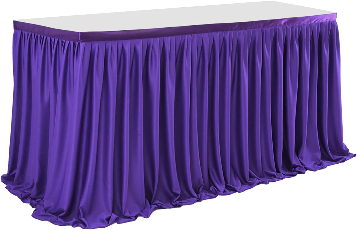 9ft Purple Table Skirt for Rectangle Tables Polyester Table Skirt Desk Skirts Ruffle Table Skirt Cloth for Birthday Party Banquet Purple Theme Party Wedding Bridal Shower Table Skirts