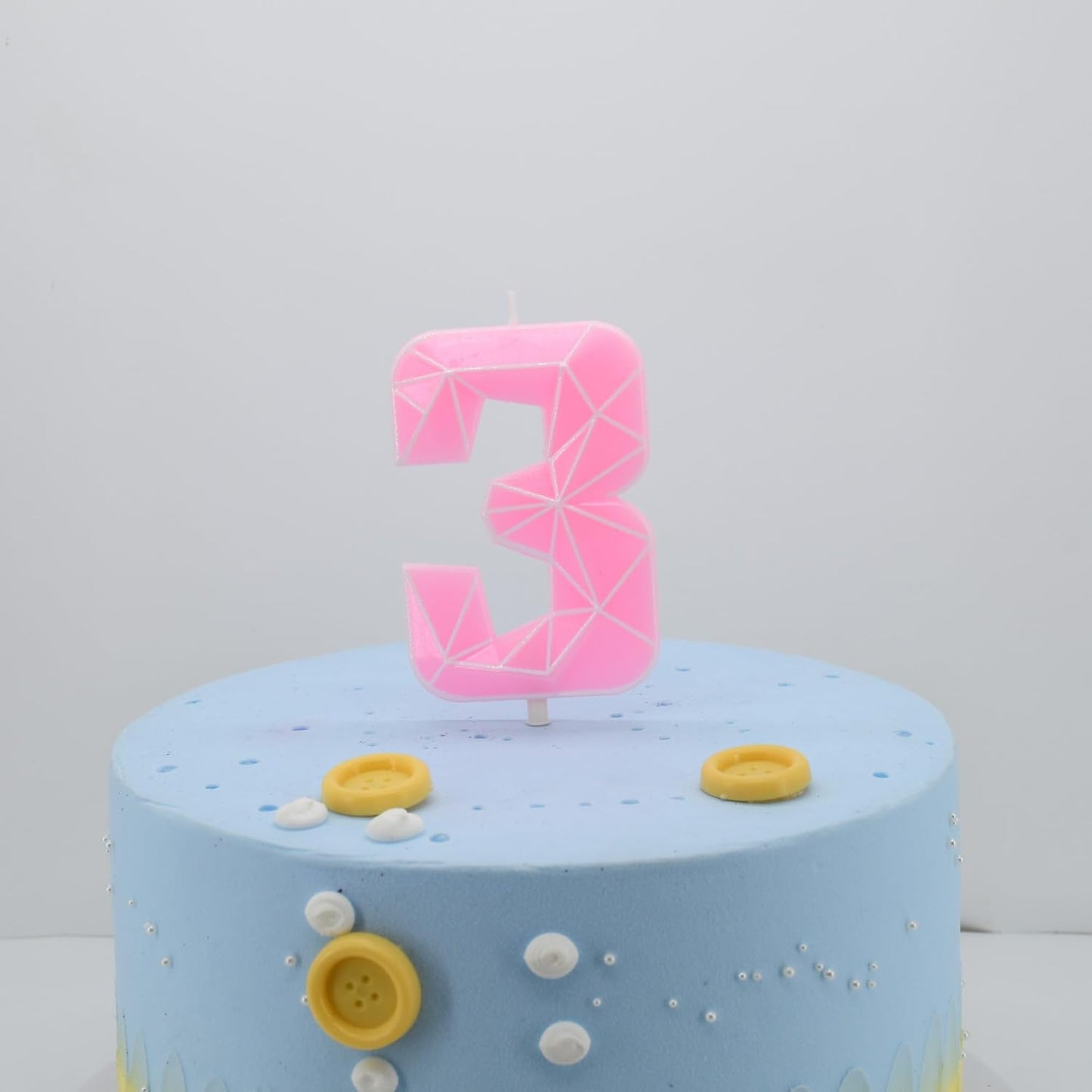 DERVENTA Birthday Candle Big Number 3D Macaron Pink 3.7 inch Party Celebration Anniversary Decoration Cake Topper 1 Piece (Number 3 Macaron Pink)