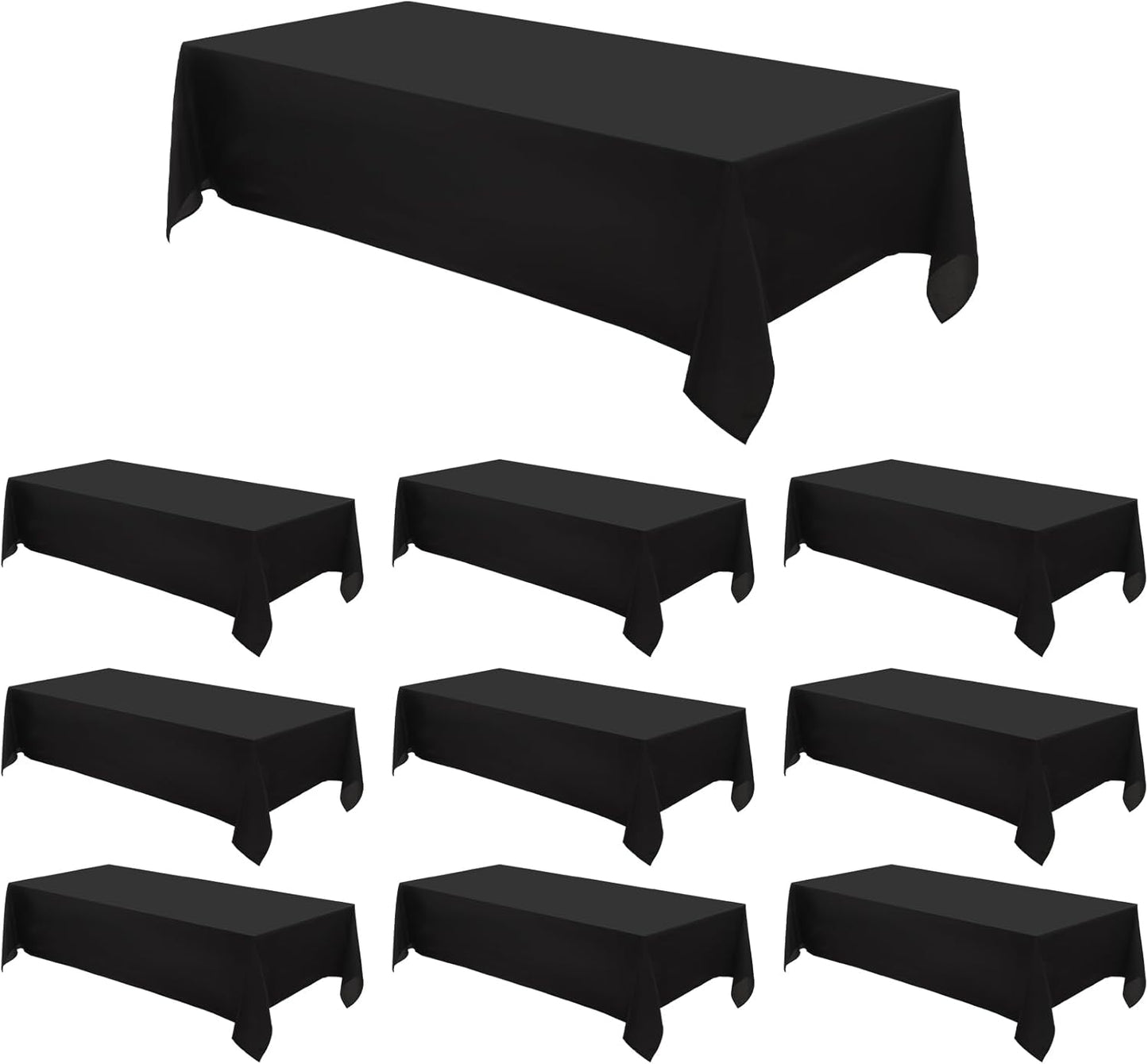 Rectangle Tablecloths 90x132 Inch 10 Pack Black Tablecloth Washable Decorative Linen Polyester Table Cloths for Dining Table Banquets Buffet Parties and Wedding