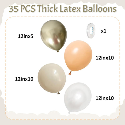 Sand White Gold Balloons 12 Inch White Beige Boho Latex Balloons with Metallic Chrome Gold Nude Neutral Cream Helium Balloon for Baby Shower Bride Wedding Birthday Anniversary Party Decorations