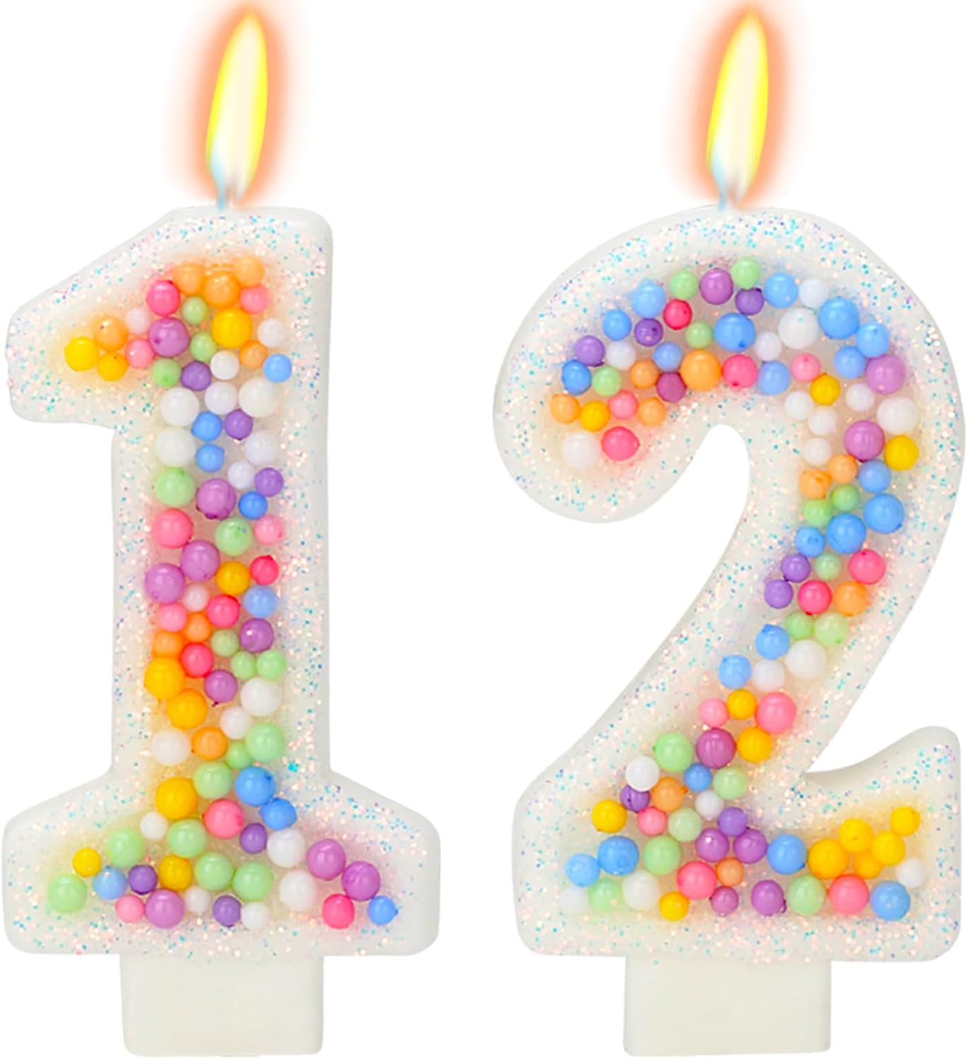 12th Birthday Candle for Cake, Colorful Macaron Numeral Candles for Boys/Girls, Theme Birthday Party Cake Decorations, Cake Topper for Birthday Party Supplies (Number 12)