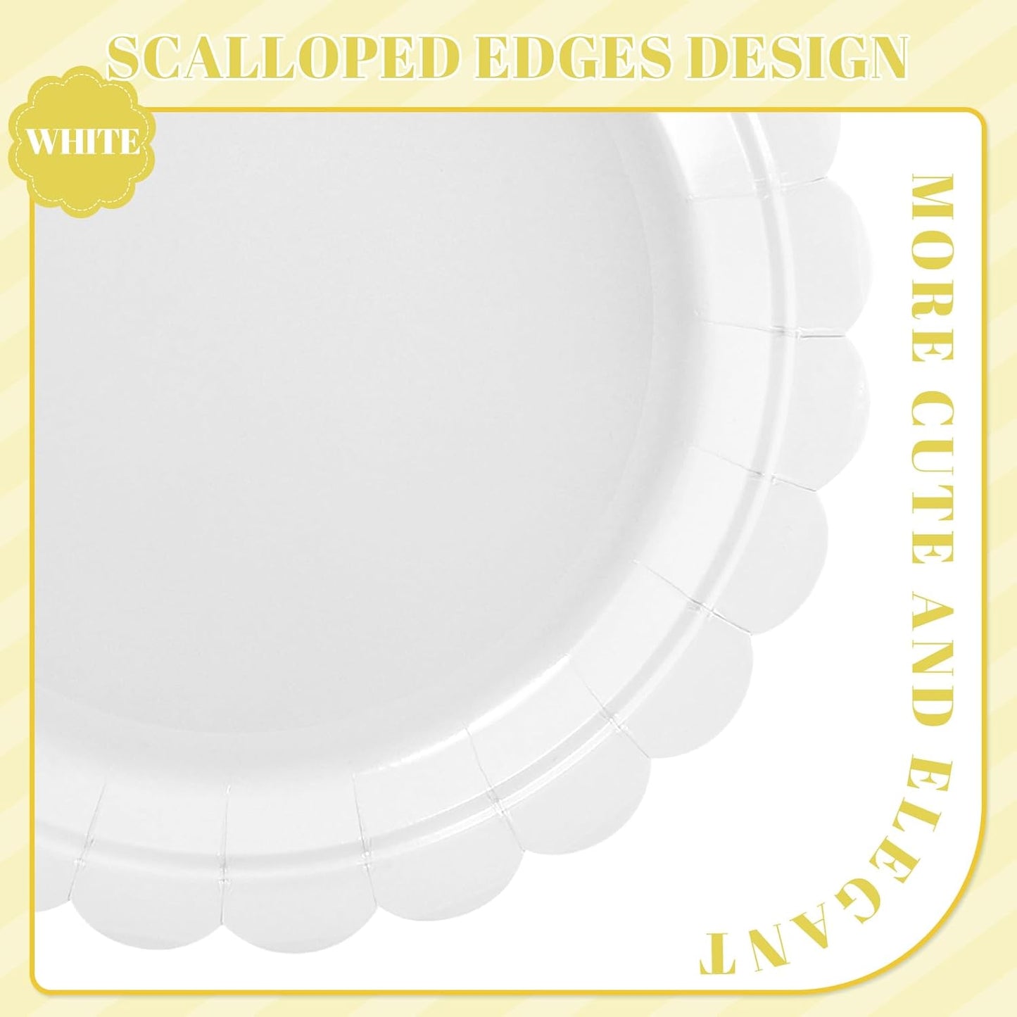 30 Pcs Dessert Plates Disposable, 7 Inch Scalloped White Plates Small Cake Birthday Plate for Wedding, Birthday, Bridal Shower