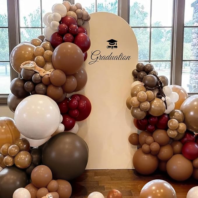 Burgundy Brown White Balloon Garland Arch Kit, 167Pcs Latex Balloons Different Sizes 15 12 10 5 inch for Graduation Birthday Wedding Baby Shower Party Decorations