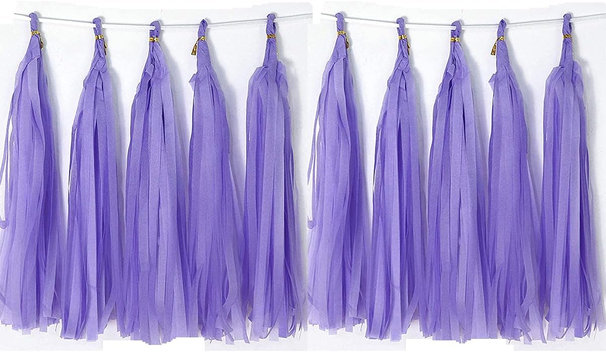 Tissue Paper Tassels Garland Banner Table Decor Party Banner Wedding Birthday Baby Shower Nursery Party Decorations Supplies (20, Purple)
