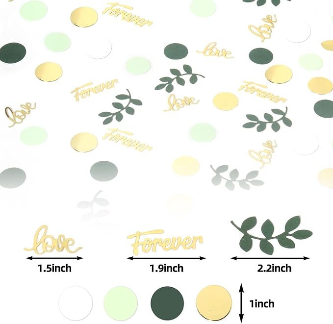 Greenery Wedding Table Confetti,Bridal Shower Decorations,Sage Green Love Confetti for Engagement Table Decorations