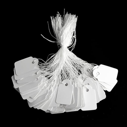Rich Union 1000pcs White Price Tags with String Attached, Marking Merchandise Strung Tags Writable Label Hang Tags for Pricing Gift Jewelry Clothing Yard Sale Garage Supplies