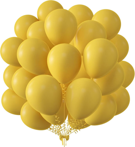 KALOR 10 Inch Lemon Yellow Balloons, 100 Pcs Latex Helium Balloons for Kid's Birthday Party Baby Shower Wedding Graduation Graduation Party Decorations
