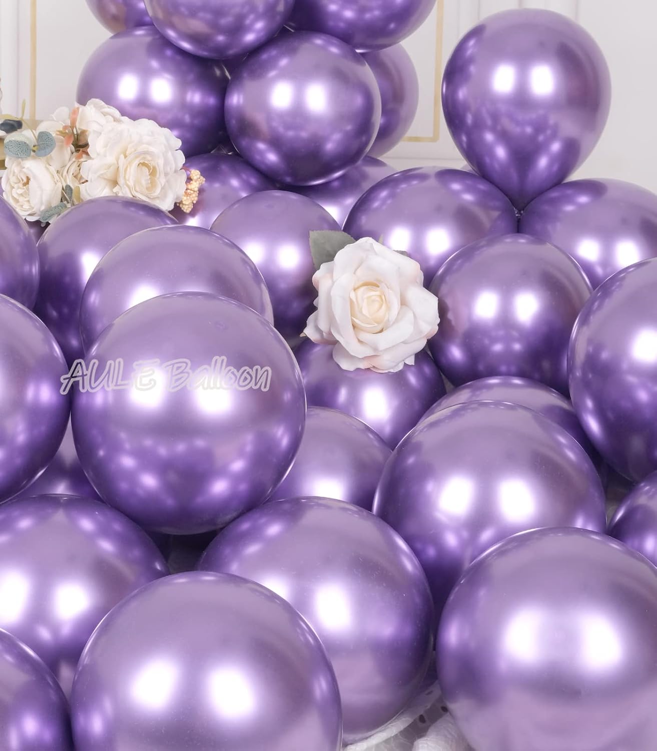 AULE Metallic Purple Balloons 5 inch 50 Pcs Dark Purple Latex Balloons Chrome Helium Shiny Thicken Balloon Perfect Party Decoration for Wedding Birthday Baby Shower Graduation Christmas Carnival