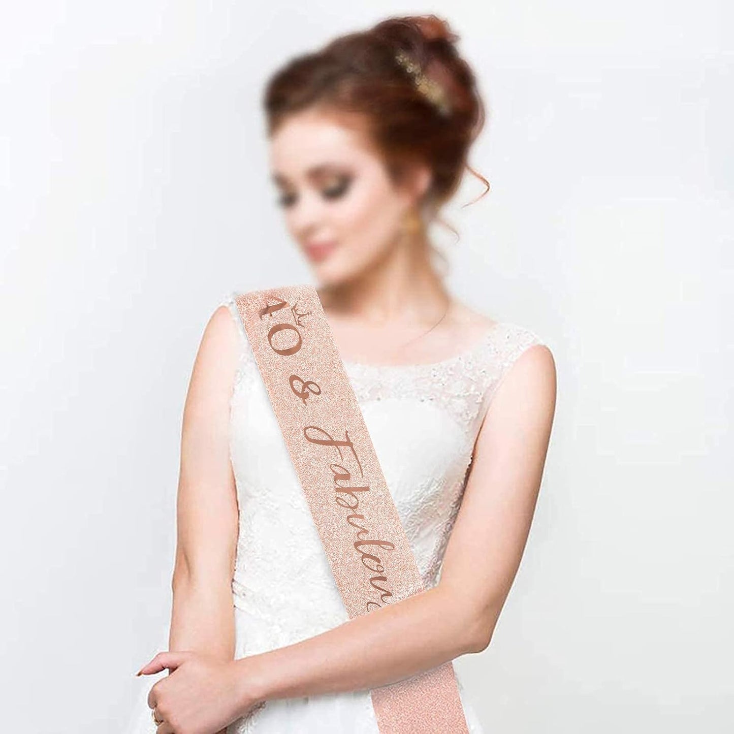 40th Birthday Sash and Tiara for Women - Rose Gold Crown & Fabulous Sash - Birthday Gifts for Party Favor Supplies