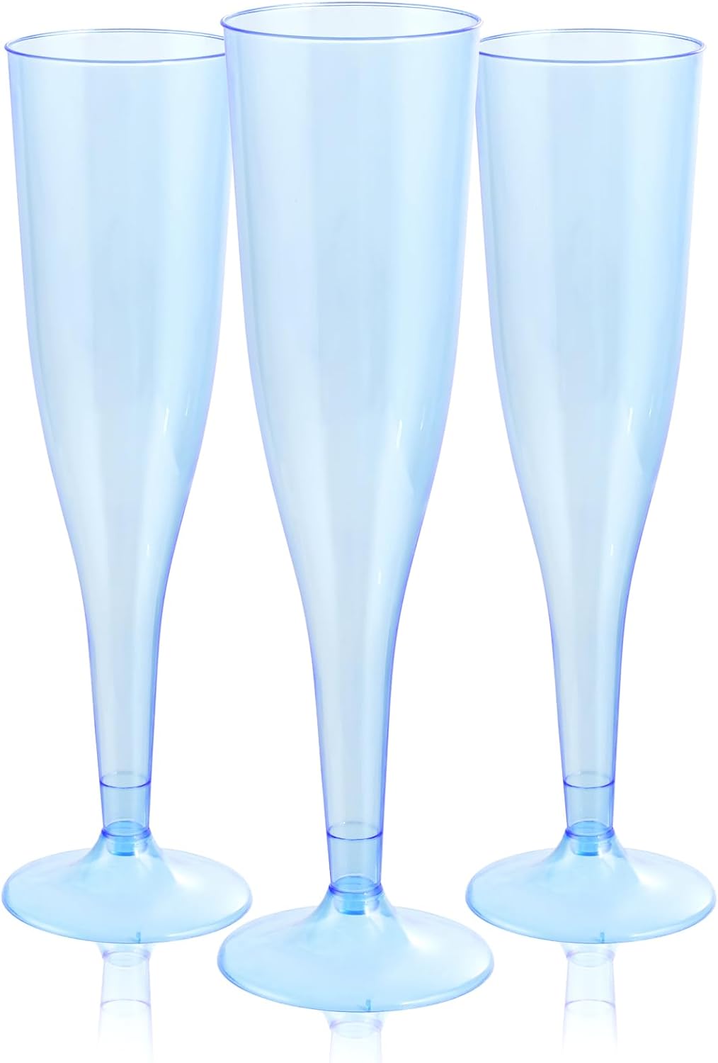 WDF 36 Pack Clear Blue Plastic Champagne Flutes - 7OZ Blue Champagne Flutes Plastic, Champagne Glasses Disposable for Party & Wedding