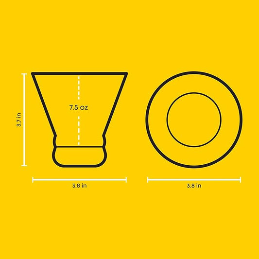 JoyJolt Hue 7.5oz Martini Glasses, Cocktail Glassware Set of 6, Colored Glass Base, Stemless Drinking Glasses for Margarita, Bar, Shrimp Cocktail, Juice
