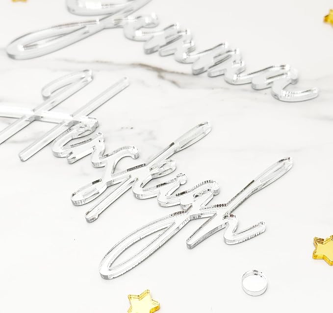 Custom Acrylic Cake Name Plaque Plate| Custom Cake Name Sign | Acrylic Name Cake Topper | Wedding Place Card | Customizable Cake Topper Decoration for Birthday,BabyShower,Wedding
