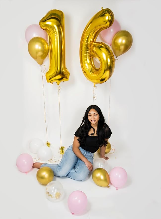 Gold Number 27 Balloon 40 inch, 27 Number Balloons, 27th Gold Birthday Decorations, 27 Year Old Women Men Golden Party Supplies