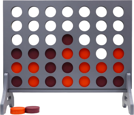 Tailgating Pros Premium Grey Giant Four in a Row with Carrying Case - Jumbo Oversized Outdoor Yard Game - Connect Multiple Pucks in a Row to Win - Many Puck Colors Available!