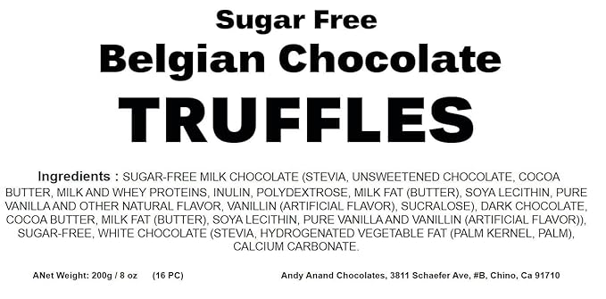Andy Anand Sugar Free Belgian Chocolate Truffles | Exquisitely Delicious, You Won't Believe They're Sugar Free | Diabetic Friendly Gift Box | Perfect for Connoisseurs, Amazingly Delicious (15 Pieces)