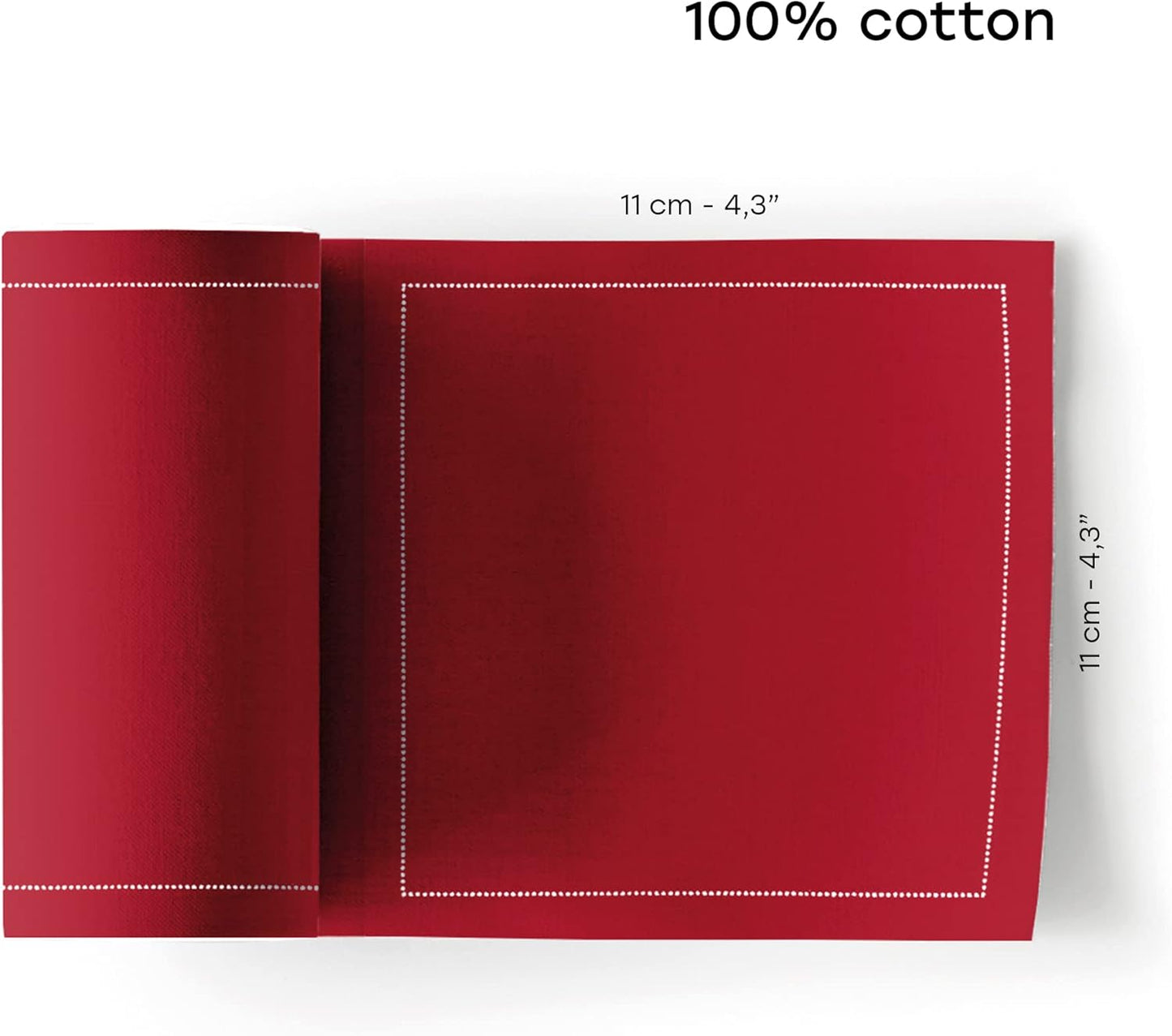 Cotton Cocktail Napkin - 4.3 x 4.3 in - 50 units per roll - Lipstick Red